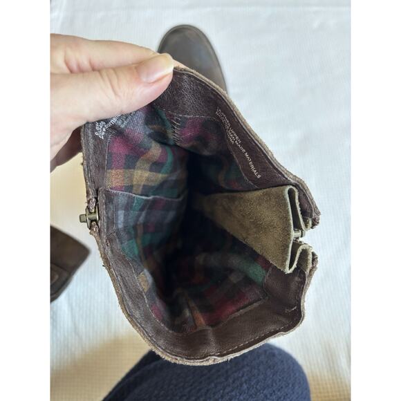 Born Erie Mid-Calf Boots Women 9.5 Choco Brown Leather Distressed Western Buckle - Picture 9 of 9